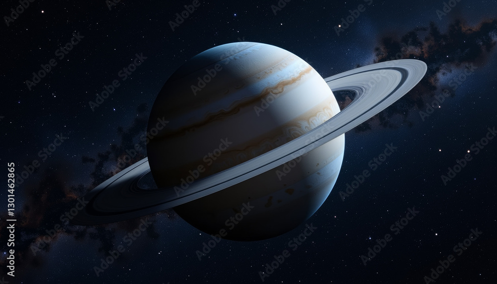 Fototapeta premium Majestic Saturn with Ring System in Vast Outer Space, cosmic beauty