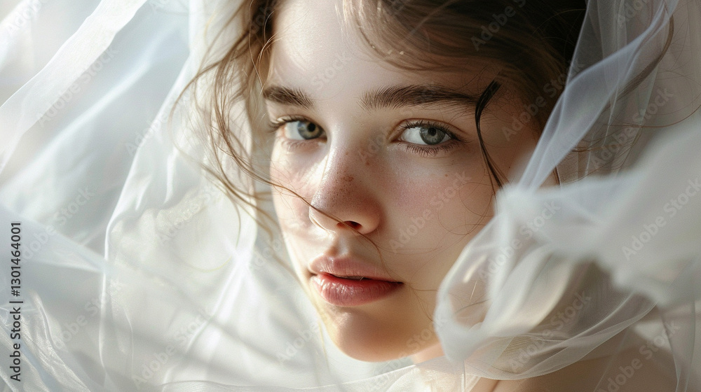 Romantic close-up portrait of a young woman with delicate features Romantic close-up portrait of a young woman with delicate features