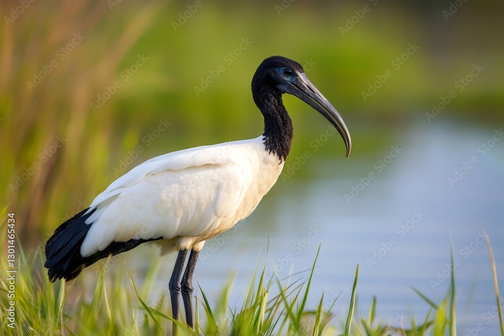 Fototapeta premium African sacred ibis standing in the wetlands of africa