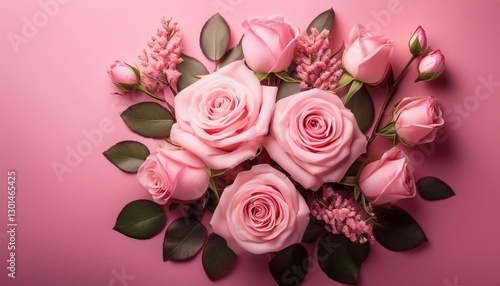 Multicolored roses on a bright background with space for text, template for a birthday card, March 8, Mother's Day.