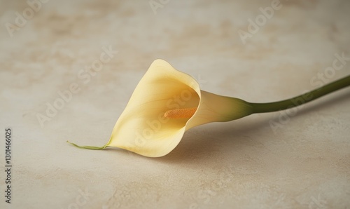 A single yellow flower with a green stem photo