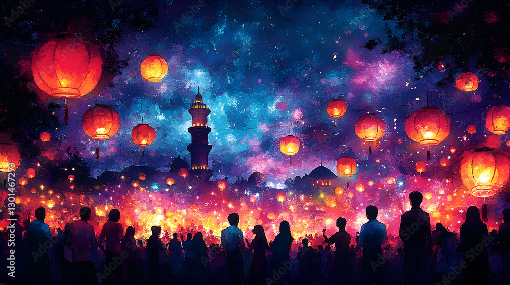 Night Market Festival with Lanterns Night Market Festival with Lanterns