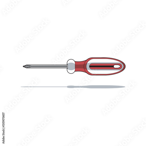 Plus-headed Phillips screwdriver with ergonomic grip for precision fastening. Essential hand tool for mechanics, electricians, and DIY projects. Made of high-quality metal for secure screw.