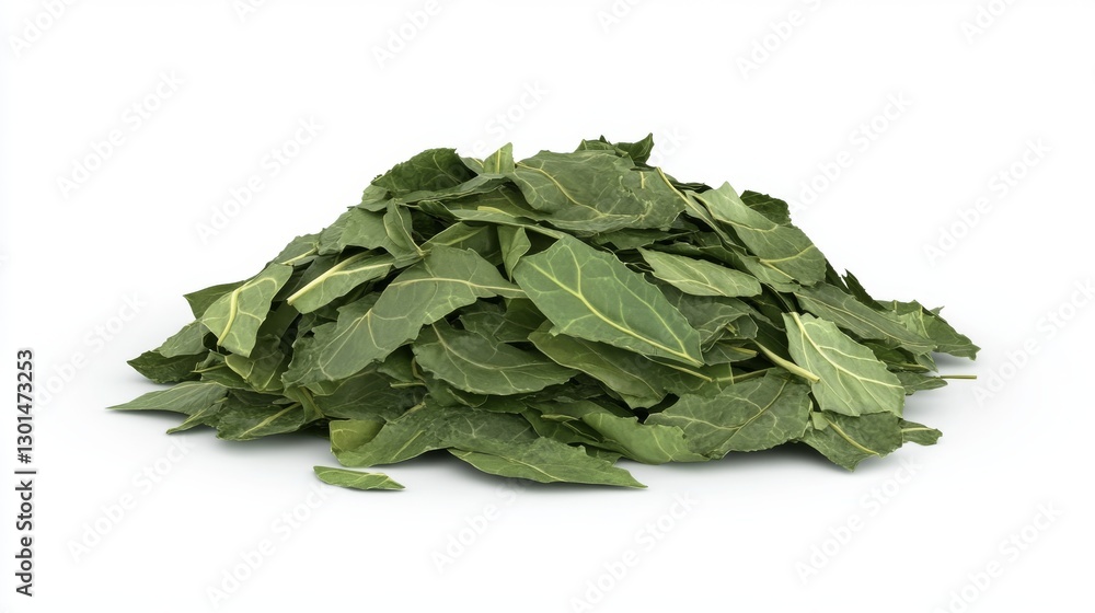 Fresh green collard greens leaves piled up, isolated on a white background Fresh green collard greens leaves piled up, isolated on a white background