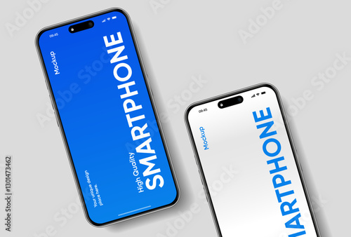 Realistic smartphone mockup. Mobile phone vector with isolated on white background. Device front view. 3D mobile phone with shadow. Realistic, high quality smart phone mockup for ui ux presentation.