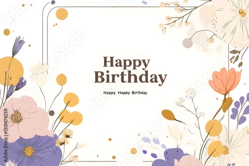 Happy birthday greeting card. Paper cut and craft style.

