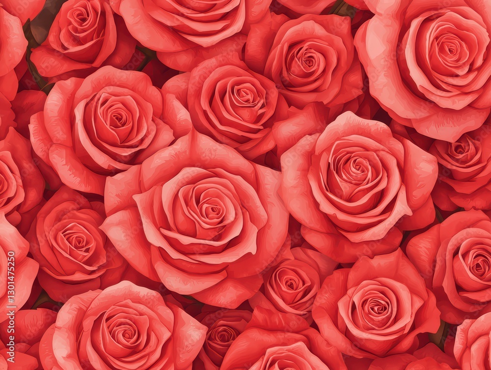Romantic Watercolor Roses in Red Hues Captured in Chaos of Floral Beauty Romantic Watercolor Roses in Red Hues Captured in Chaos of Floral Beauty