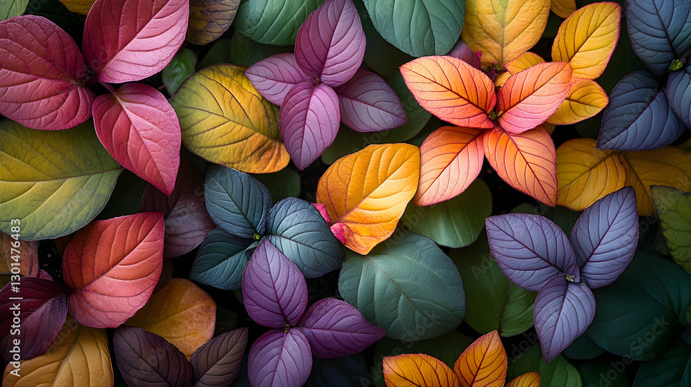 Vibrant colorful leaves close-up Vibrant colorful leaves close-up