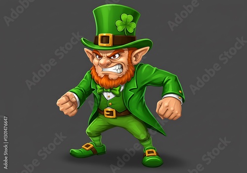 Angry Leprechaun: A Fierce Cartoon Illustration