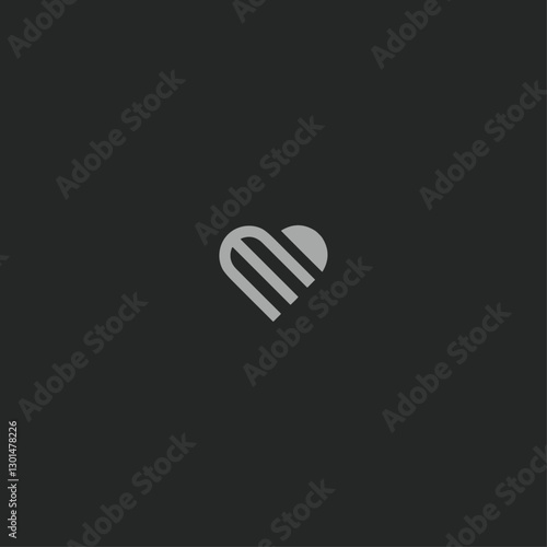 Letter M love icon logo flat vector design