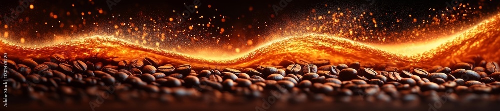 Coffee beans surrounded by an explosive splash of liquid illustrating the richness of coffee culture. Generative AI Coffee beans surrounded by an explosive splash of liquid illustrating the richness of coffee culture. Generative AI
