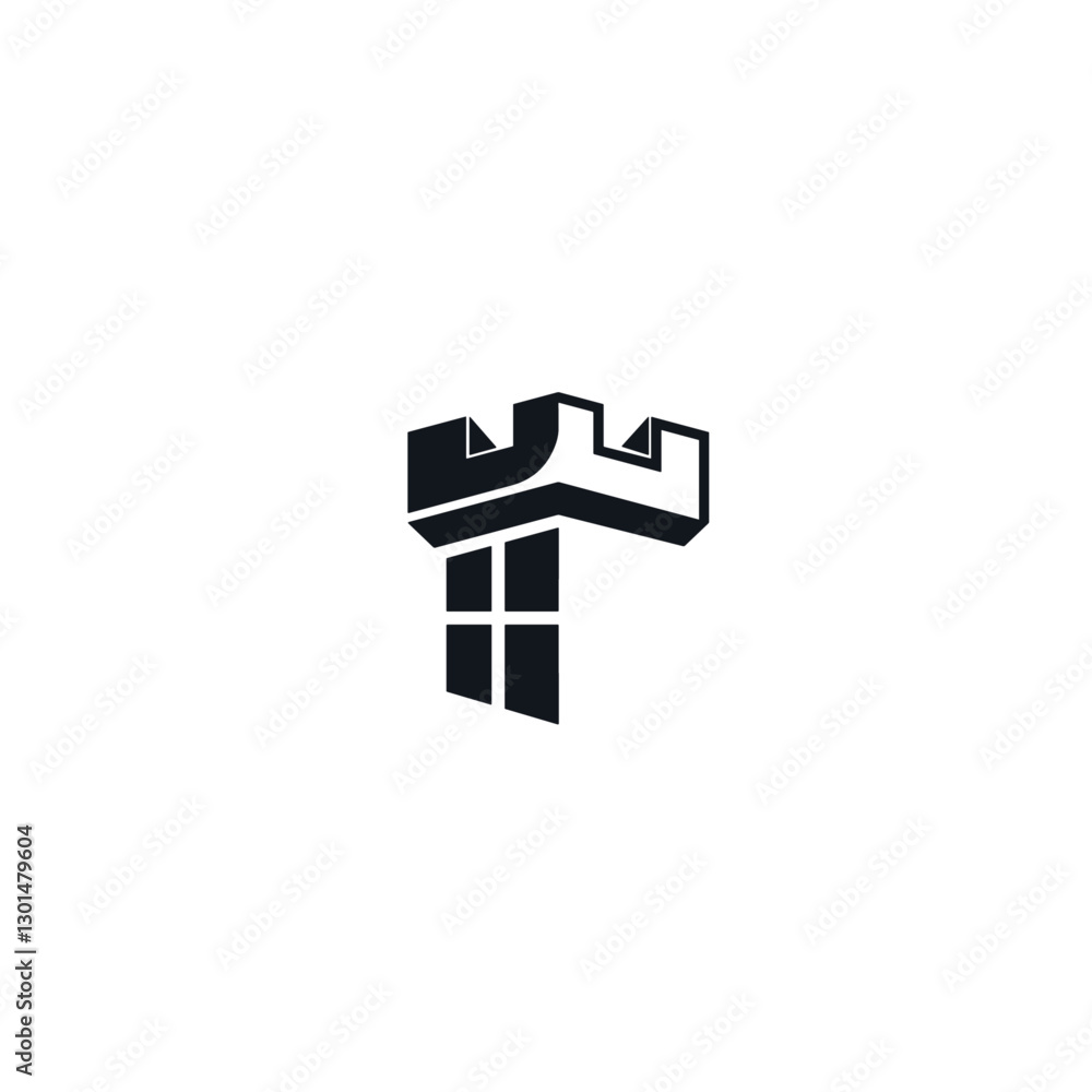 Obraz premium Fortress icon logo flat vector design