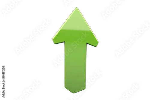 Free Download 3D render of a green arrow pointing upwards, isolated on a white background, simple design - GFXLoad