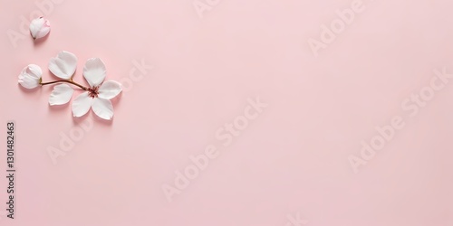 Cherry Blossom Petals with Copy Space on Pastel Background