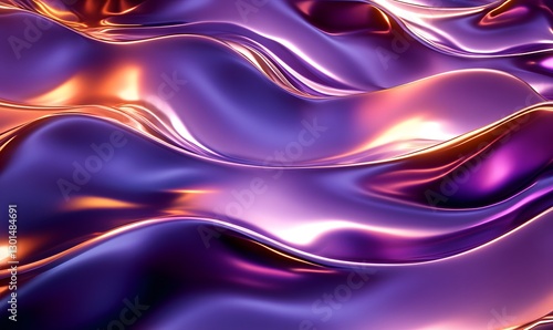 Abstract fluid metal waves with iridescent reflections and liquid motion backdrop
