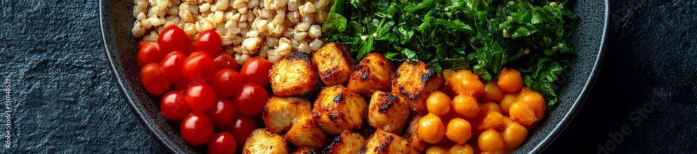 Grilled Chicken with Veggies Chickpeas and Tomato Salad. Generative AI Grilled Chicken with Veggies Chickpeas and Tomato Salad. Generative AI
