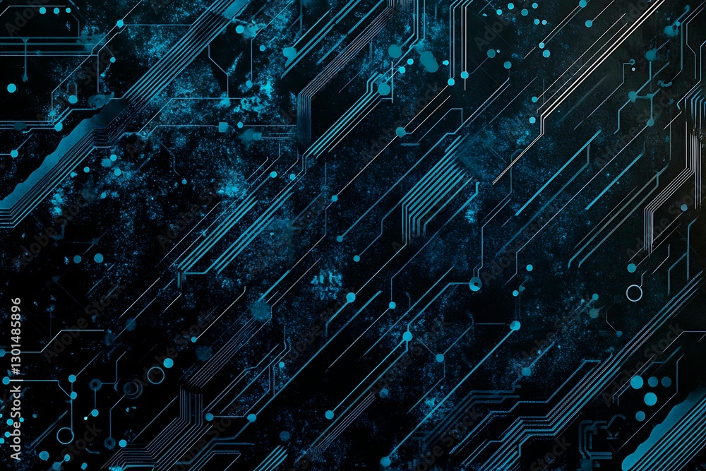 custom made wallpaper toronto digitalAbstract close-up of a glowing blue digital circuit board, showcasing intricate connections and technological design on a black background.
