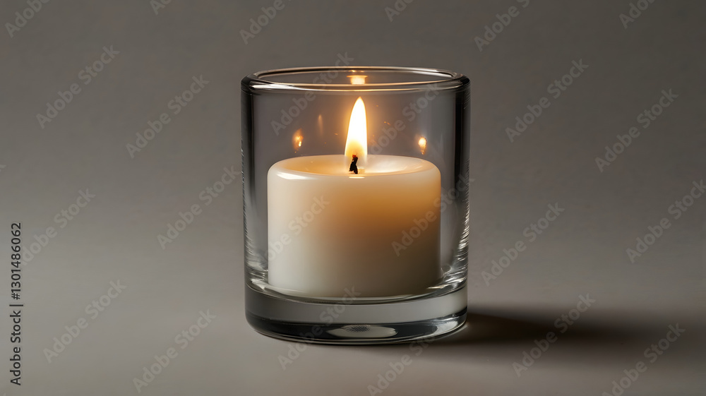 candle in a glass, neutral background candle in a glass, neutral background