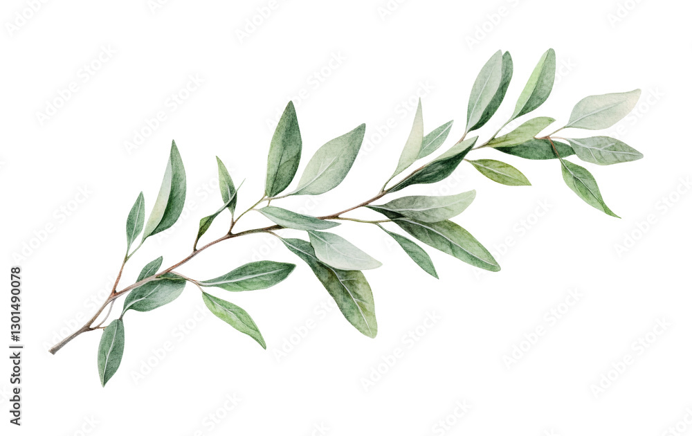 Obraz premium Elegant green leaves branch in natural setting for design, decoration, and botanical visuals, cut out