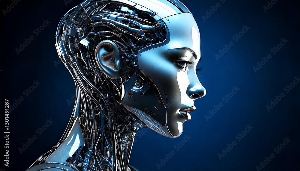 side view of a humanoid robot's head