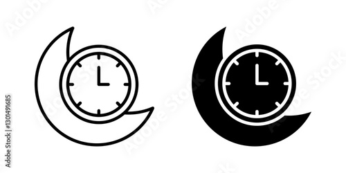 Night shift. Sleeping time Icon set.Symbol isolated white background. vector illustration. color editable.