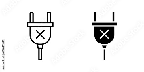 No plug Icon set.Symbol isolated white background. vector illustration. color editable.