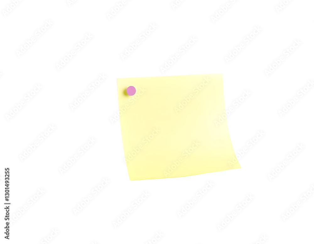 Yellow sticky note with push pin on transparent background Yellow sticky note with push pin on transparent background