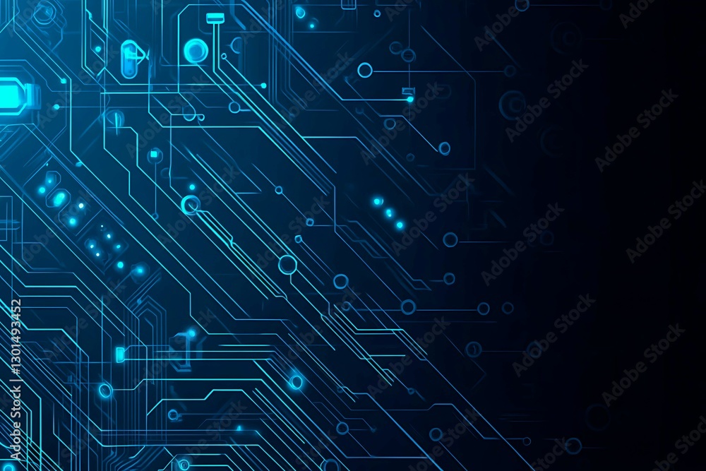 Abstract close-up of a glowing blue digital circuit board, showcasing intricate connections and technological design on a black background.
Abstract close-up of a glowing blue digital circuit board, showcasing intricate connections and technological design on a black background.