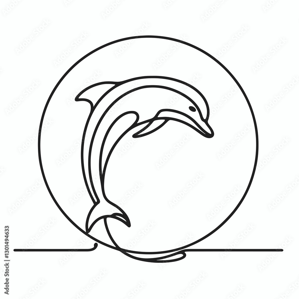 Obraz premium dolphin silhouette thin lines flat 