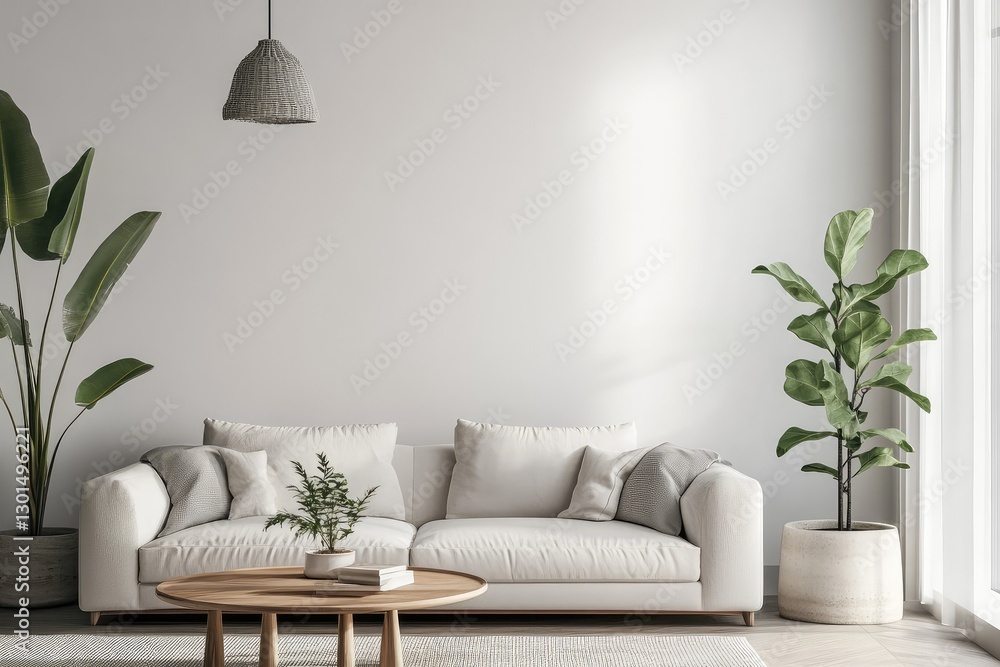 Modern interior with clean design and ample copyspace. AI generated illustration. Modern interior with clean design and ample copyspace. AI generated illustration.