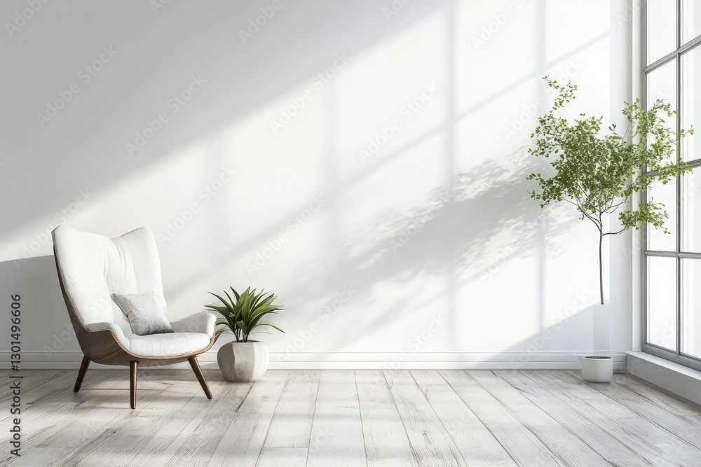 Modern interior with clean design and ample copyspace. AI generated illustration. Modern interior with clean design and ample copyspace. AI generated illustration.