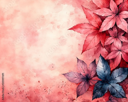Autumn Watercolor Leaves Background