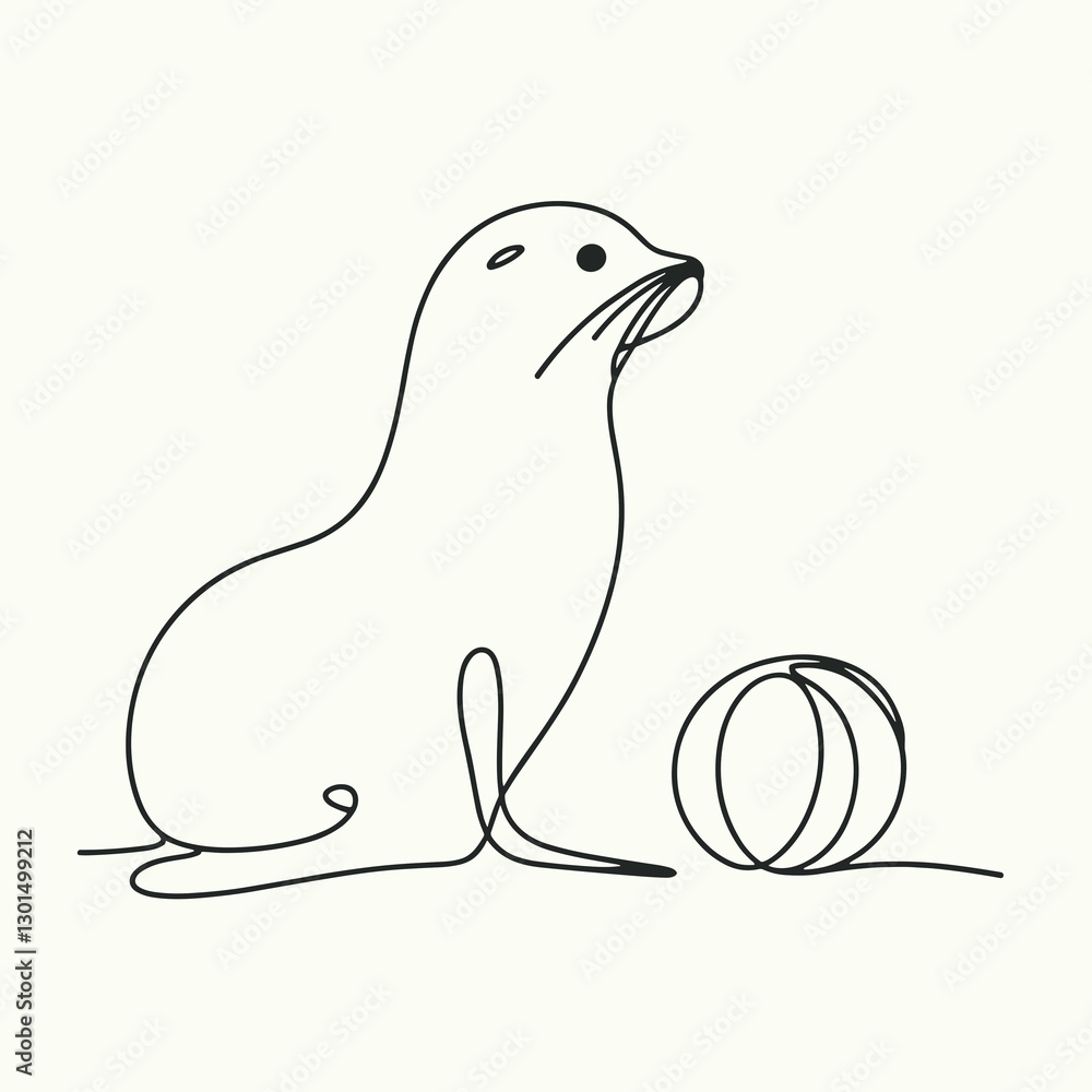 seal silhouette thin lines flat colors seal silhouette thin lines flat colors