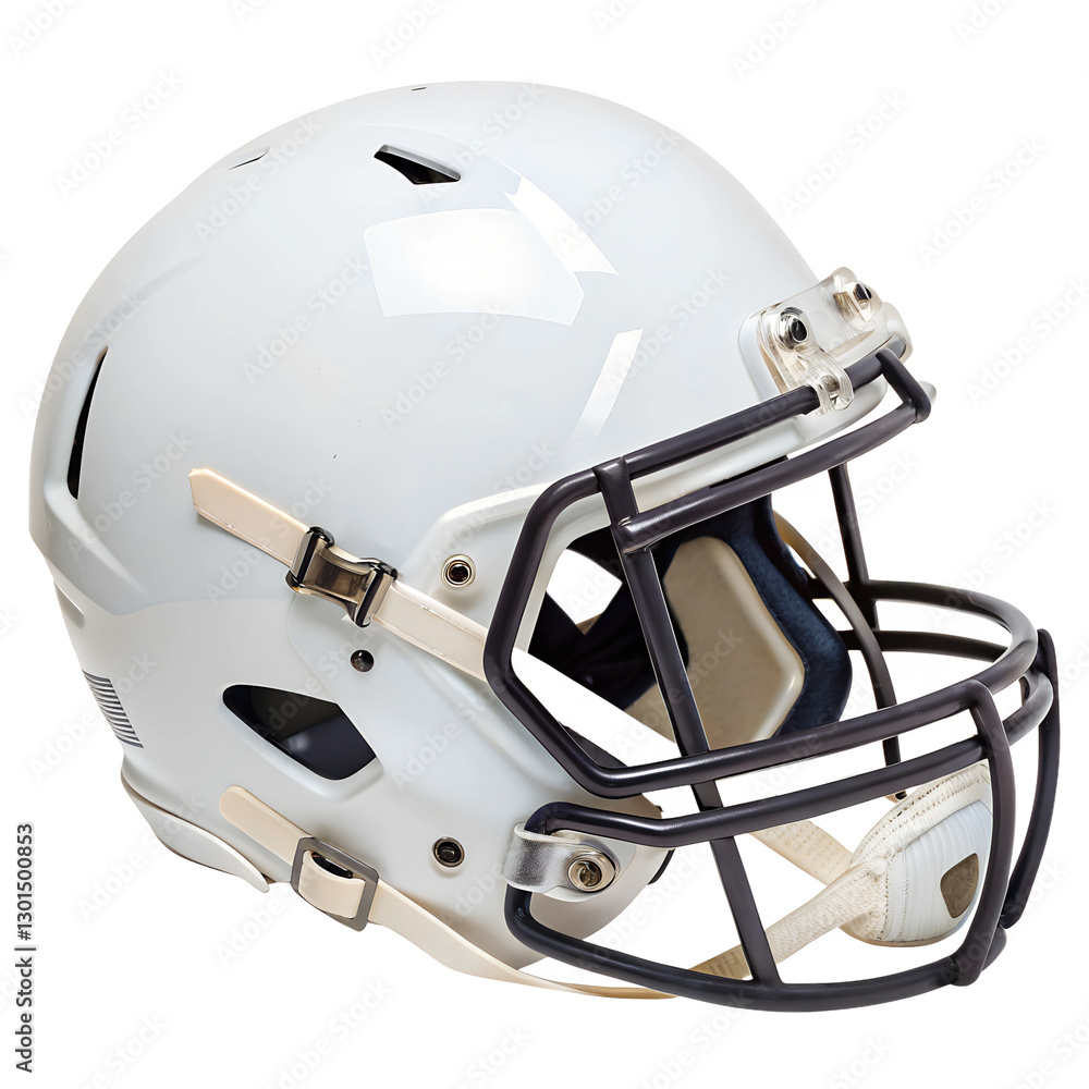 A white football helmet on a transparent background. A white football helmet on a transparent background.