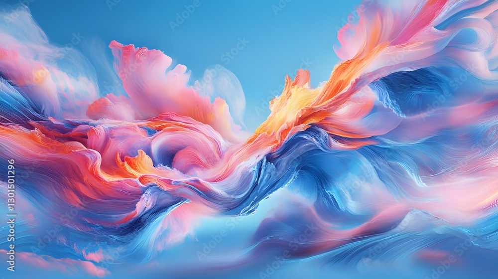 Obraz premium Dynamic color streams in soft sky blue