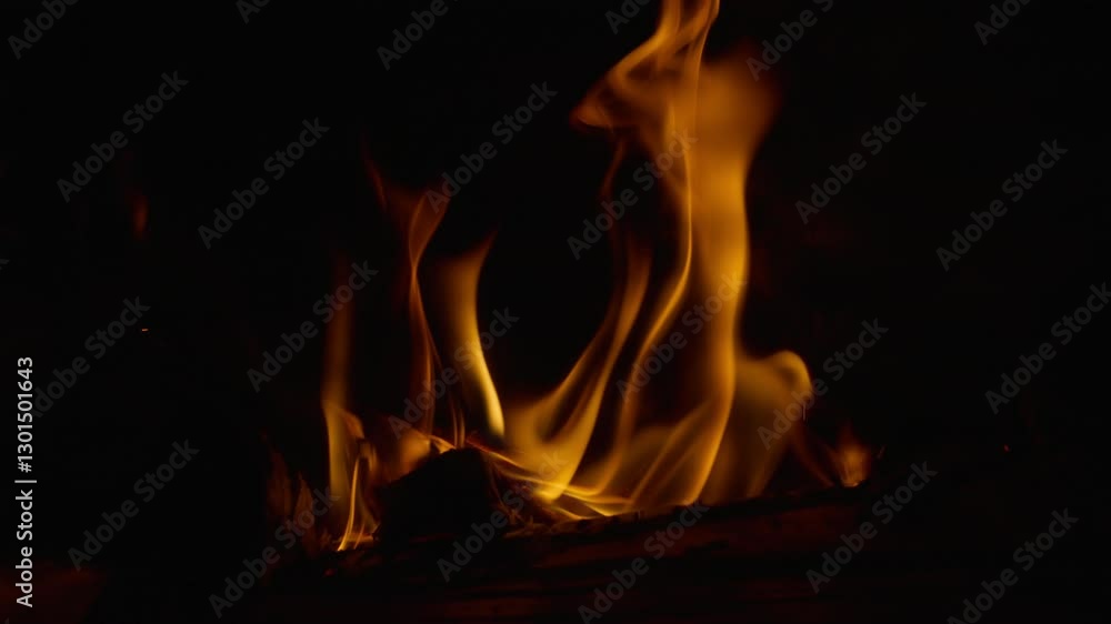 Close up of campfire flames burning in slow motion Close up of campfire flames burning in slow motion