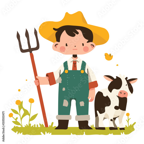 Design and illustration of a farmer character in vector format