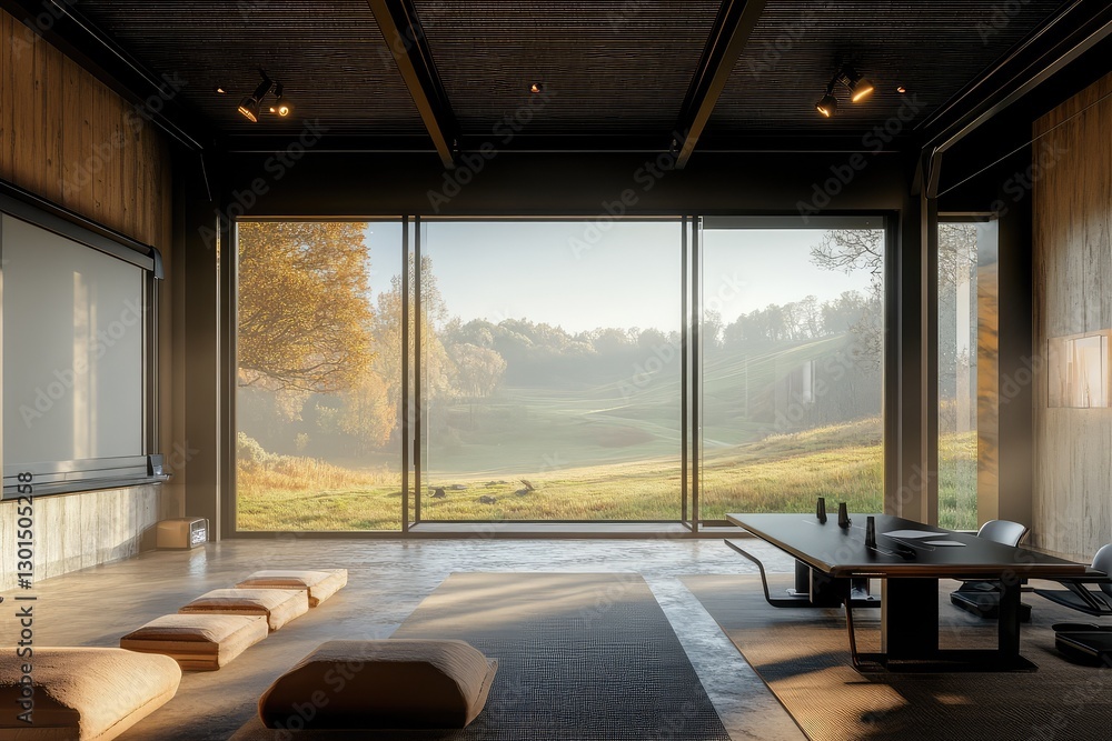 Obraz premium Modern meeting room interior with clean lines and functional design. AI generated illustration.