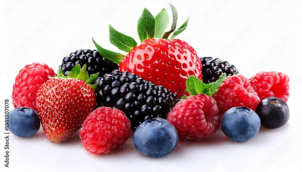 mix berries in closeup on white background mix berries in closeup on white background