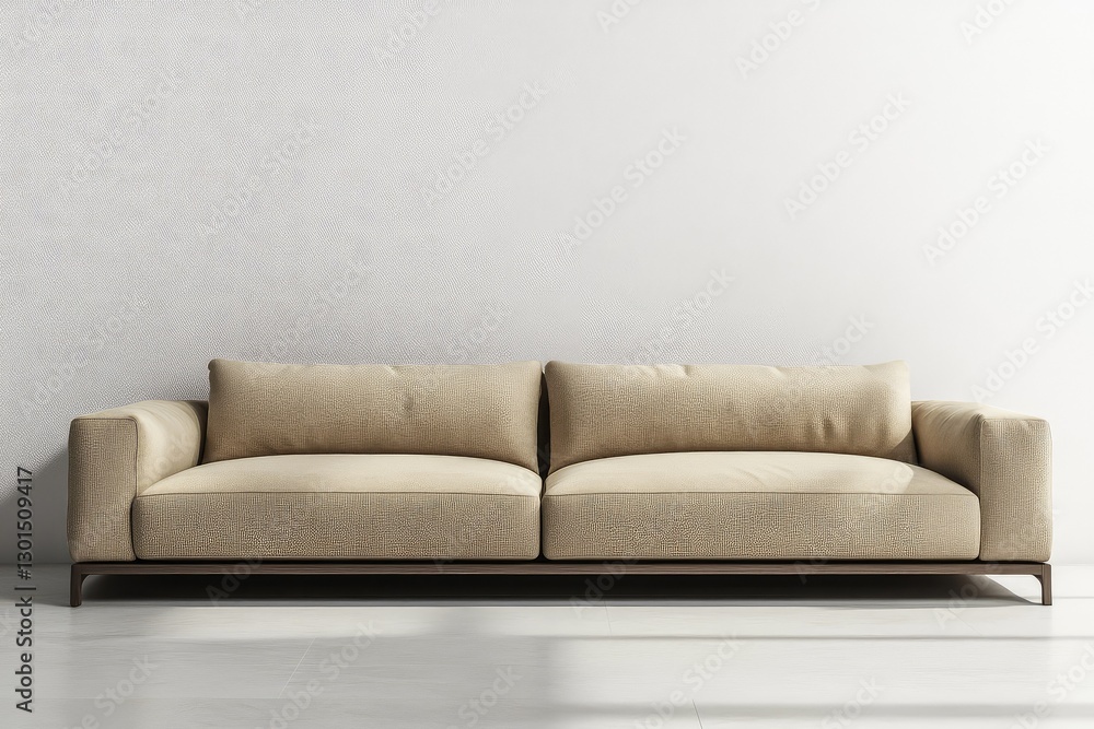 Modern minimalist living room with sofa and blank banner on wall. AI generated illustration. Modern minimalist living room with sofa and blank banner on wall. AI generated illustration.