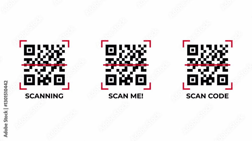 QR Code Scanning Animation. Animated loop of QR code scanning with an alpha channel on a transparent background. The animation showcases a red scanning line moving horizontally across the QR code. QR Code Scanning Animation. Animated loop of QR code scanning with an alpha channel on a transparent background. The animation showcases a red scanning line moving horizontally across the QR code.
