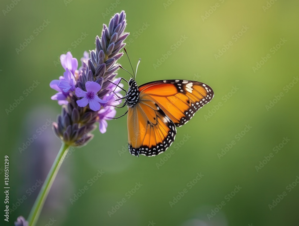 Fototapeta premium Colorful Butterfly on Lavender Flower in Spring