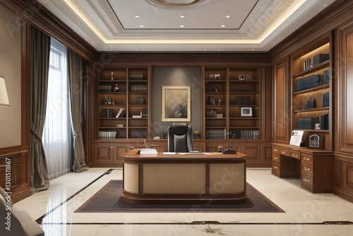 Wallpaper Mural Modern office in classic interior design with elegant touches. AI generated illustration. Torontodigital.ca