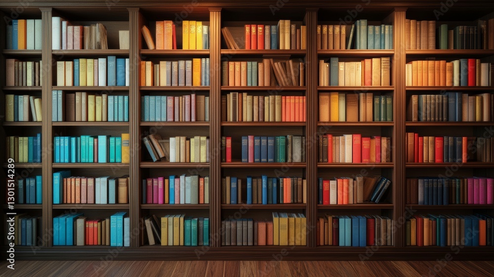 A library with bookshelves is a quiet place where you can relax and study. The shelves are arranged neatly, and their colorful spines look inviting. A library with bookshelves is a quiet place where you can relax and study. The shelves are arranged neatly, and their colorful spines look inviting.
