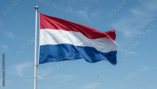 Netherlands flag waving in the wind, Holland flag, Dutch flag in motion