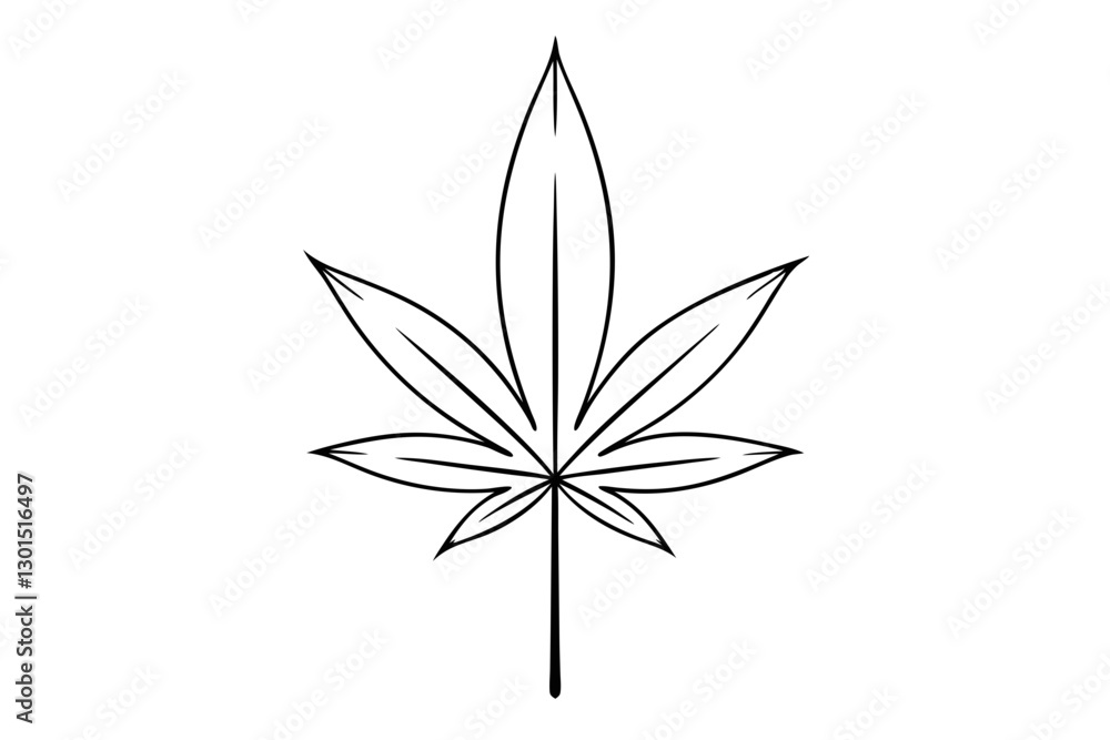 Cannabis Leaf Silhouette Vector | Line Drawing Illustration Cannabis Leaf Silhouette Vector | Line Drawing Illustration