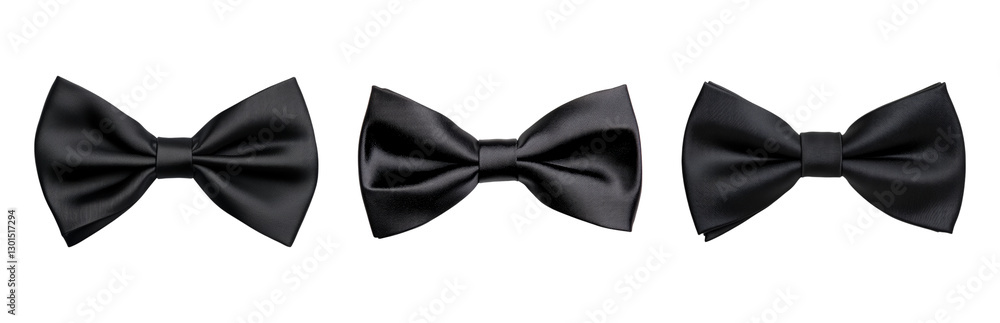 Elegant Black Silk Bow Ties in Various Styles Isolated on transparent background Elegant Black Silk Bow Ties in Various Styles Isolated on transparent background