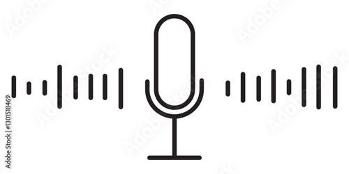 Sound waves of voice audio message recordings, . Podcast sound wave for online audio broadcasting. Vector set of music symbols, for music player and voice messages