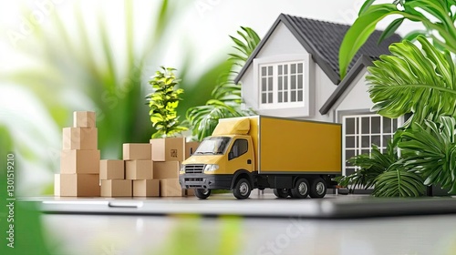 Moving house, tablet, delivery service, home delivery, nature