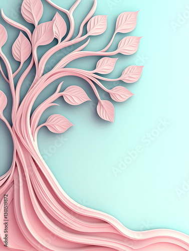Romantic tree frame nature elements. Soft pastel theme